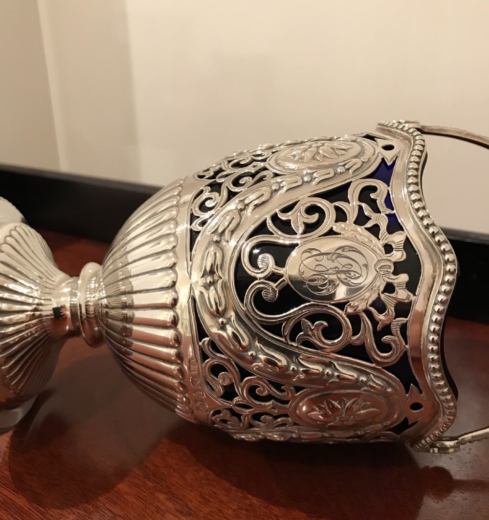 Impressive Victorian Silver Sugar Basket, 1876 View XI