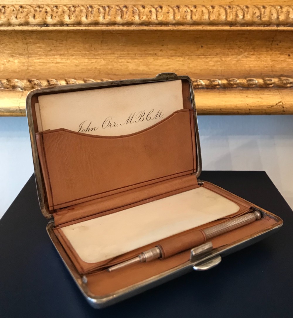 Stunning Edwardian Solid Silver Card Case Aide Memoire View VI