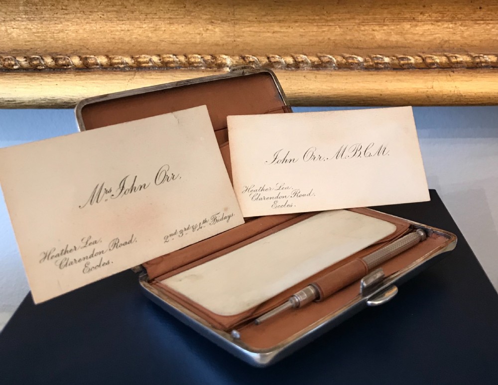Stunning Edwardian Solid Silver Card Case Aide Memoire View VII