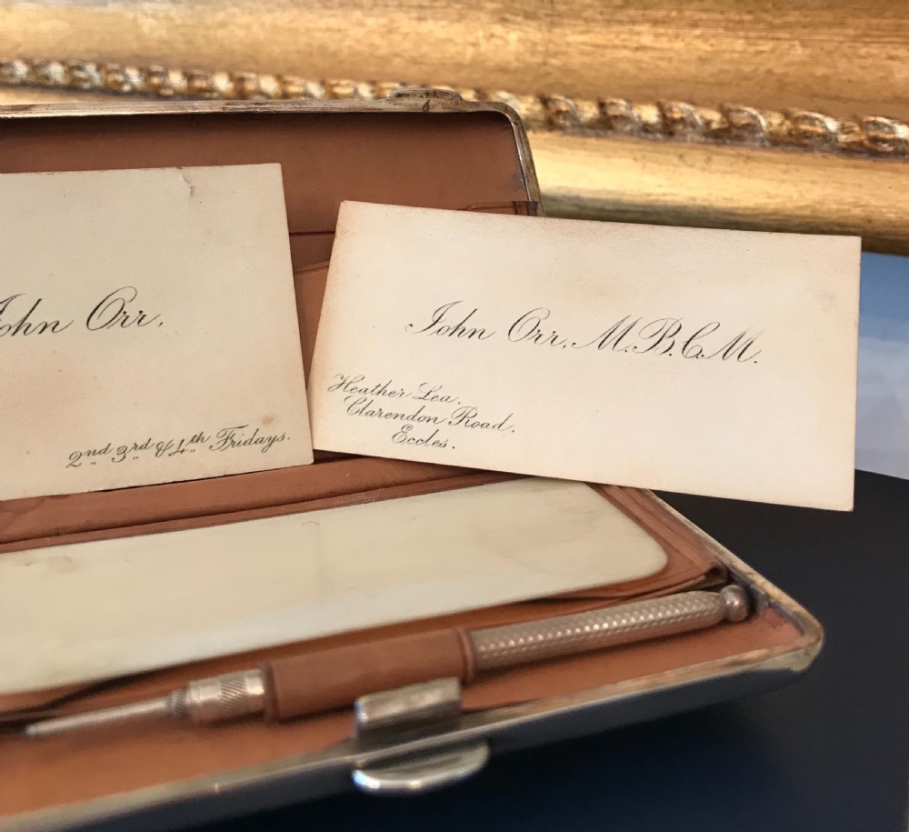 Stunning Edwardian Solid Silver Card Case Aide Memoire View VIII