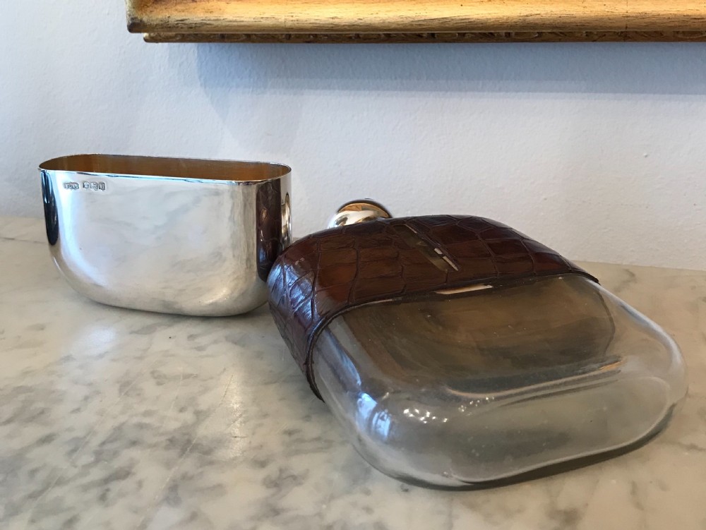 Stunning Large George V Solid Silver Hip Flask View V