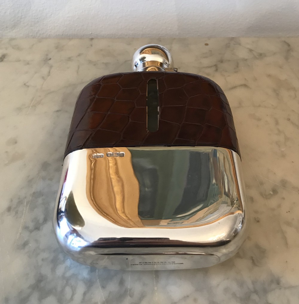 Stunning Large George V Solid Silver Hip Flask View IX