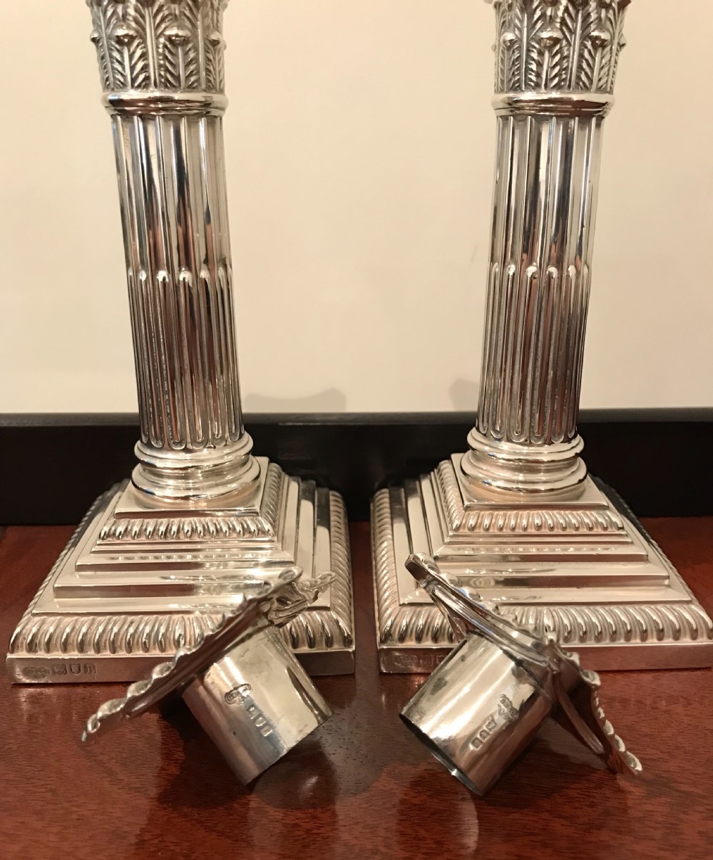 Beautiful Pair Edwardian Solid Silver Candlesticks, 1910 View VI