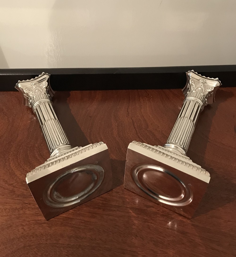 Beautiful Pair Edwardian Solid Silver Candlesticks, 1910 View XI
