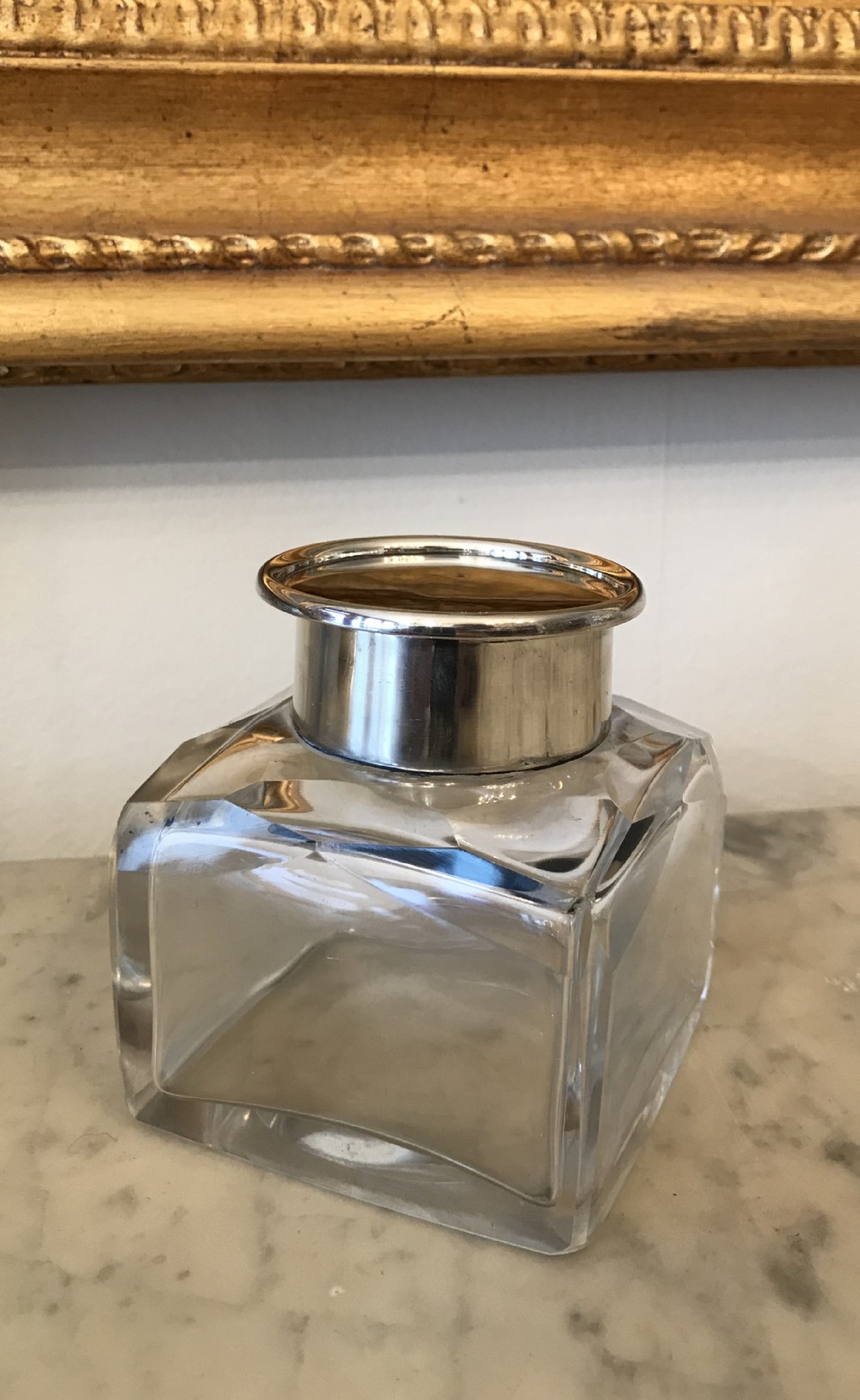 Victorian cut glass inkwell, London 1898