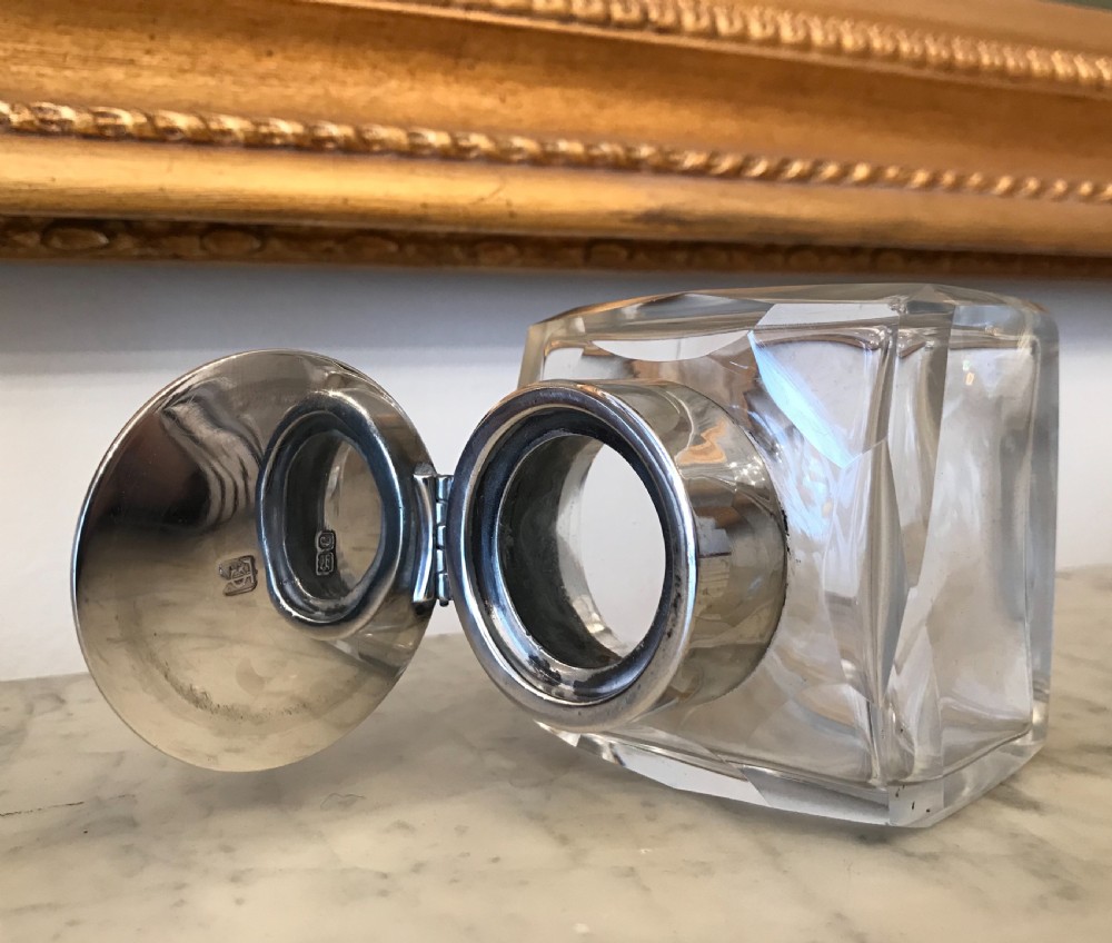 Victorian cut glass inkwell, London 1898 View III