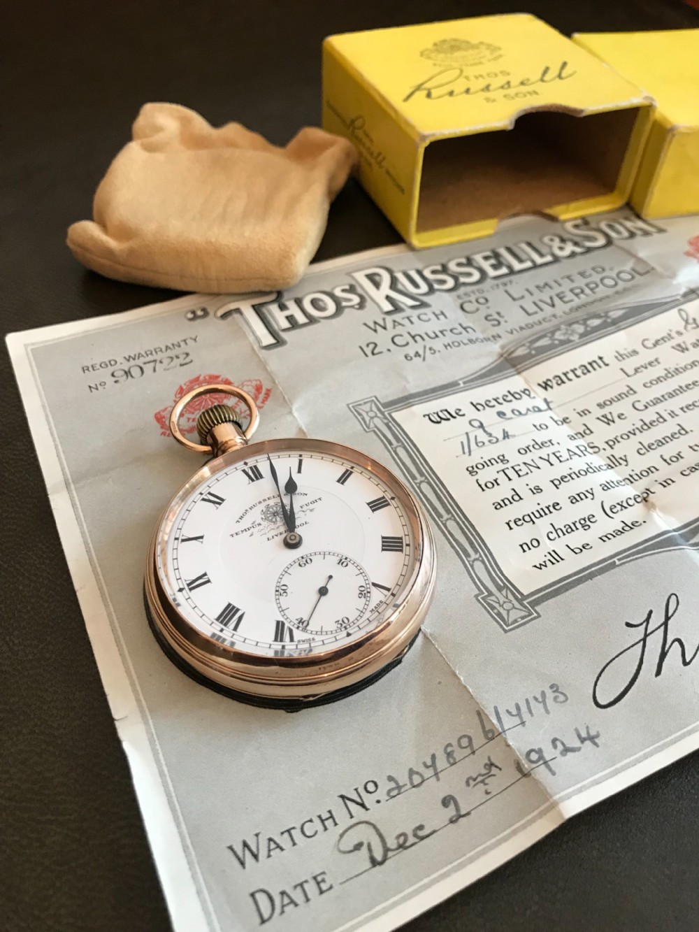 Stunning 9ct Gold Pocket Watch by Thomas Russell & Son, 1924 View II