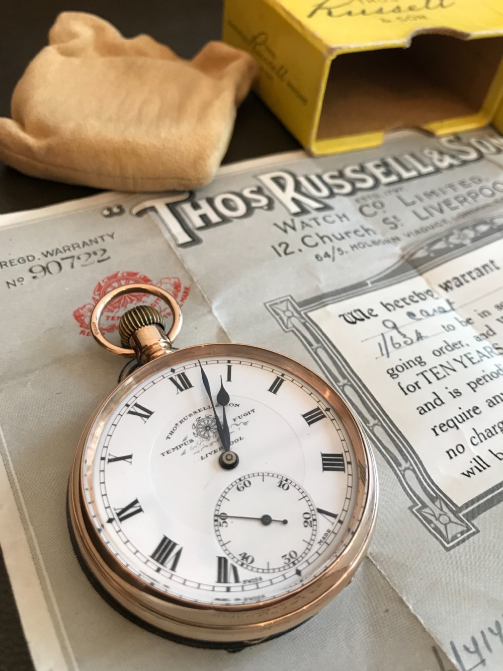Stunning 9ct Gold Pocket Watch by Thomas Russell & Son, 1924 View III