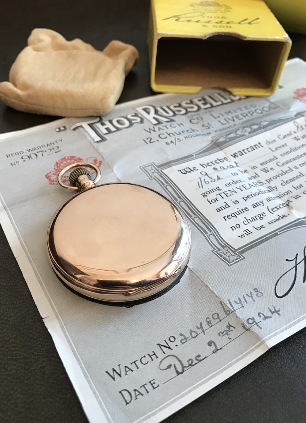Stunning 9ct Gold Pocket Watch by Thomas Russell & Son, 1924 View VI