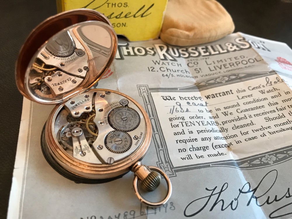 Stunning 9ct Gold Pocket Watch by Thomas Russell & Son, 1924 View VIII