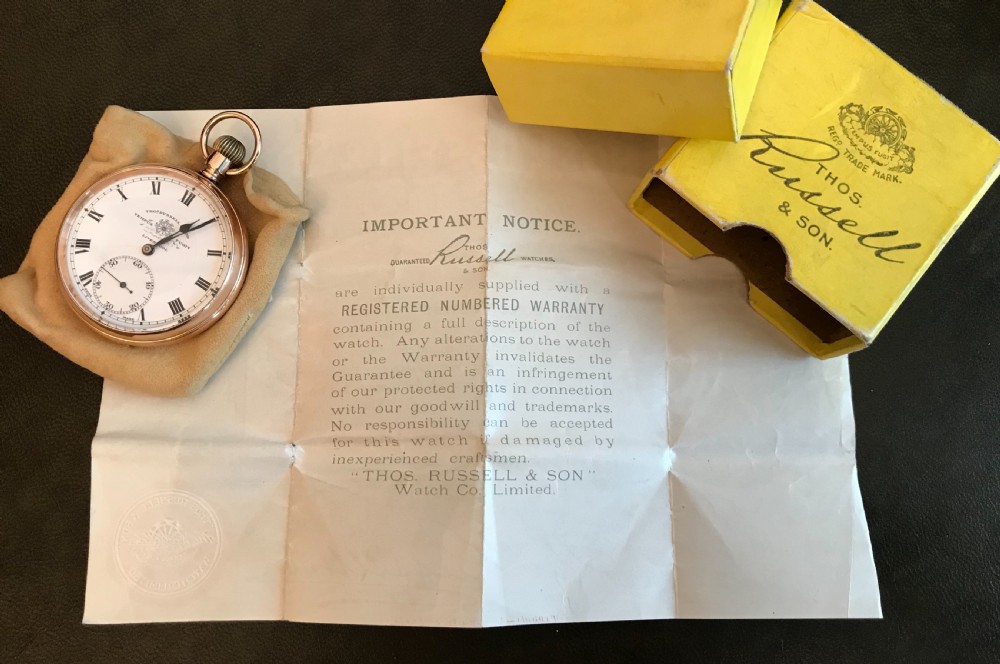 Stunning 9ct Gold Pocket Watch by Thomas Russell & Son, 1924 View X