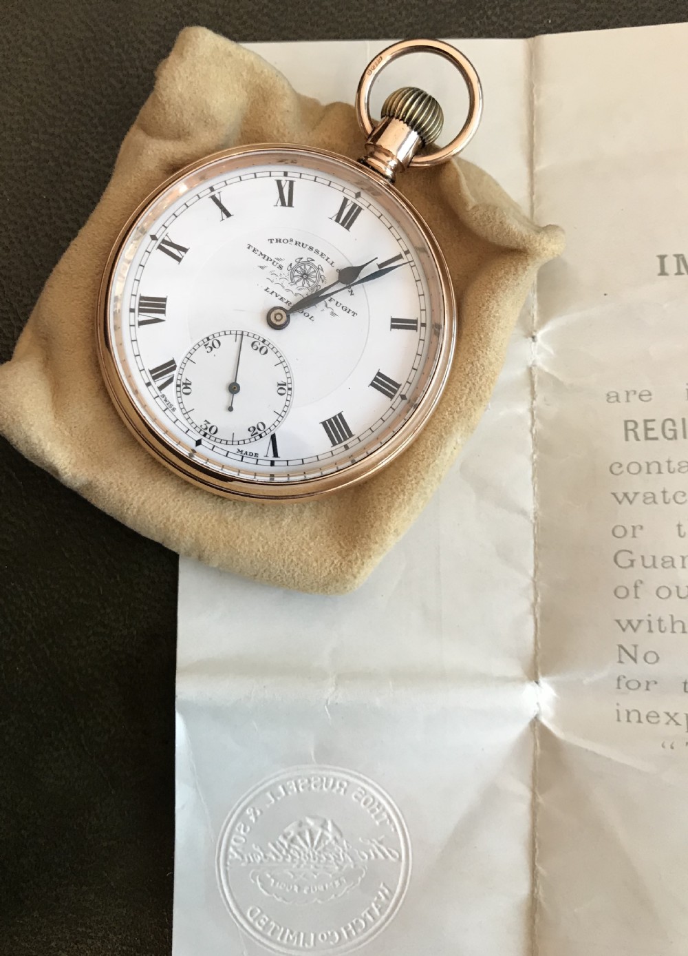Stunning 9ct Gold Pocket Watch by Thomas Russell & Son, 1924 View XI