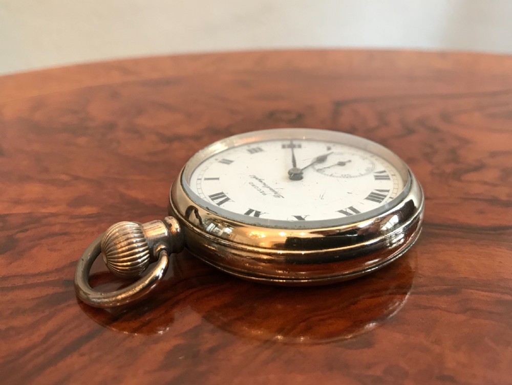 1920 Record Dreadnaught Gold Plated Pocket Watch View III