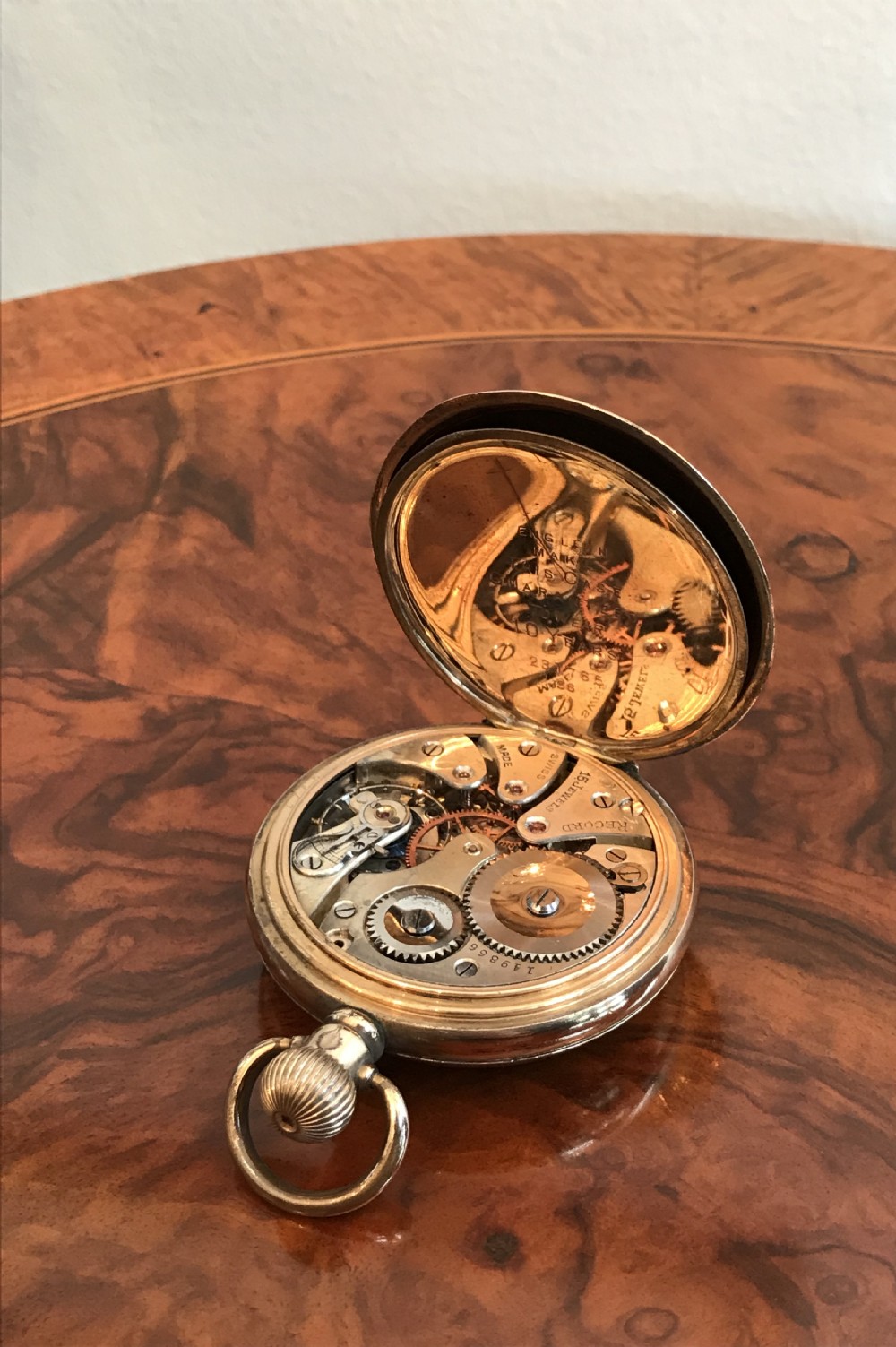1920 Record Dreadnaught Gold Plated Pocket Watch View VII