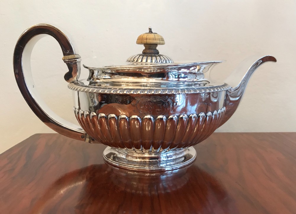 George III silver teapot by William Burwash, hallmarked London 1813