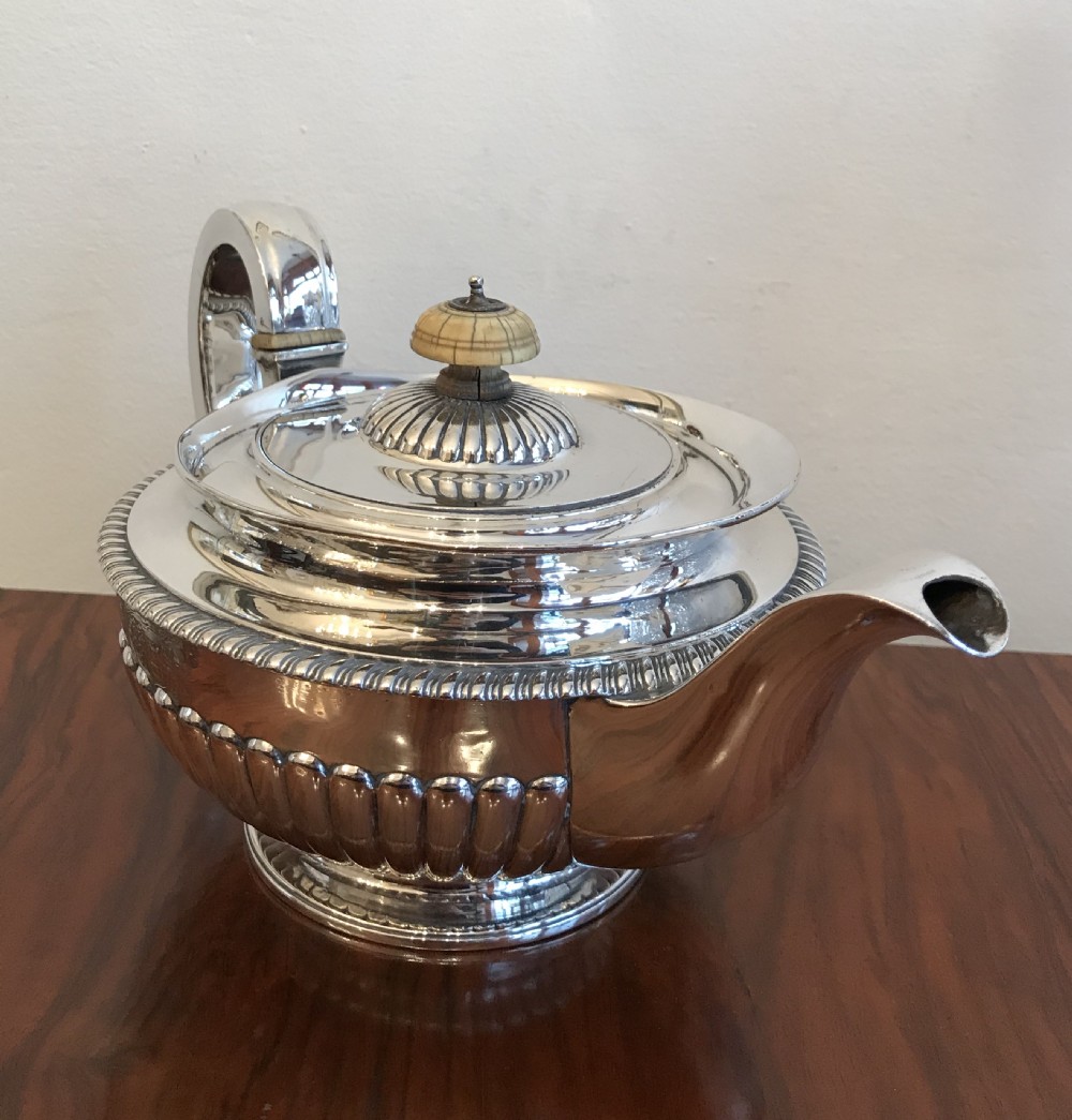 George III silver teapot by William Burwash, hallmarked London 1813 View II