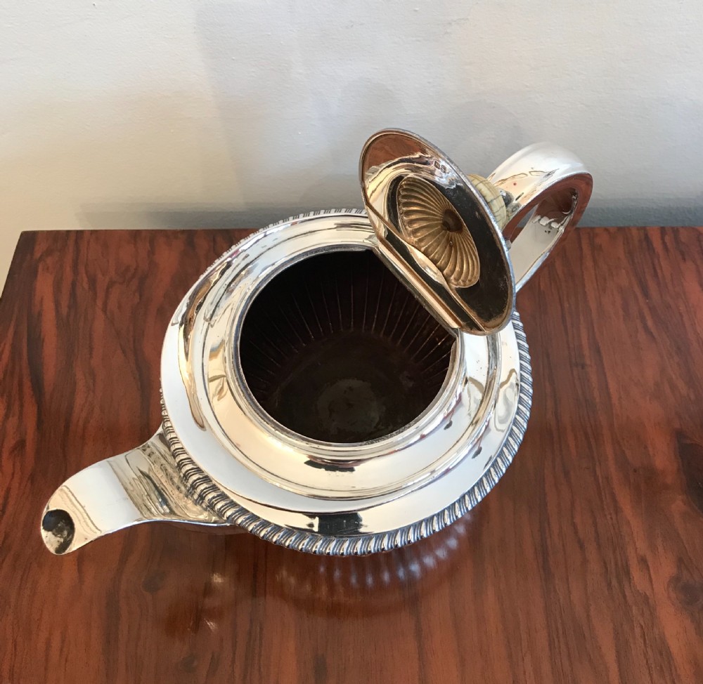George III silver teapot by William Burwash, hallmarked London 1813 View VIII