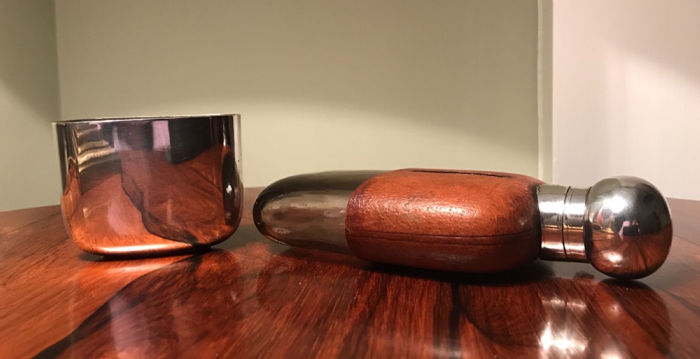Victorian Silvered Hip Flask by James Dixon & Sons View III