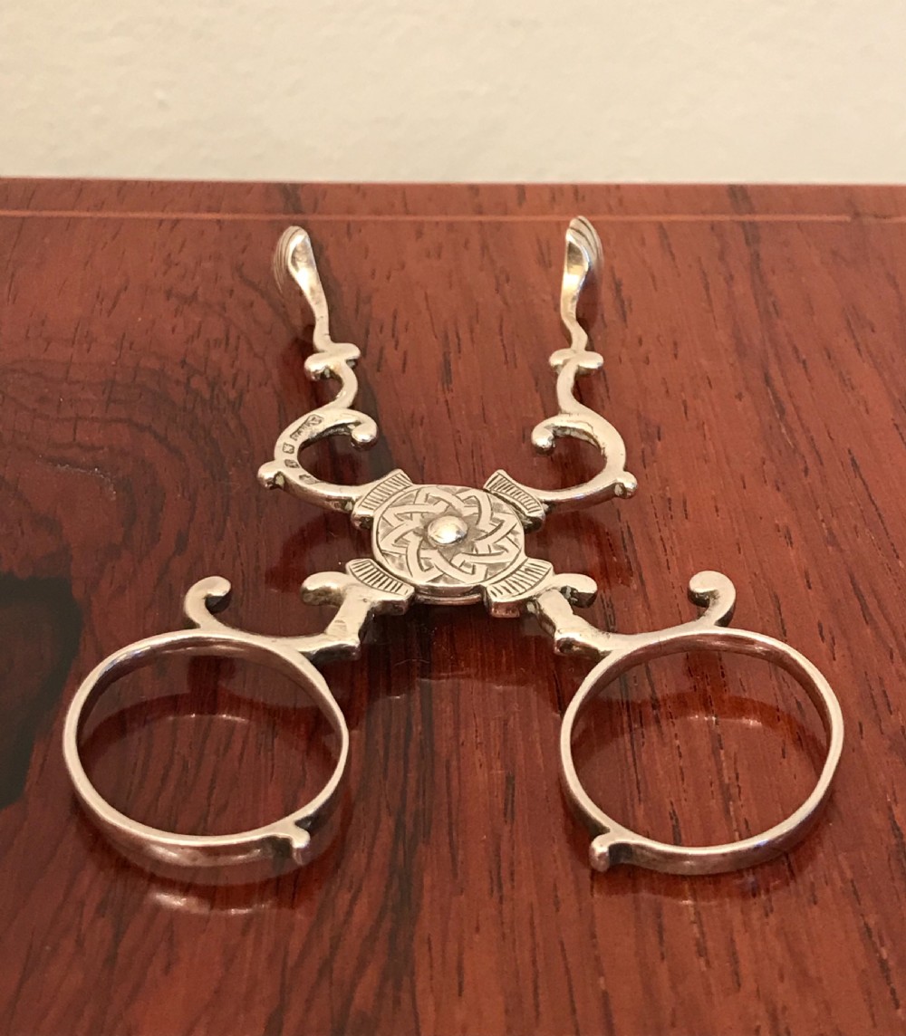 A Pair Victorian Silver Sugar Nips View V