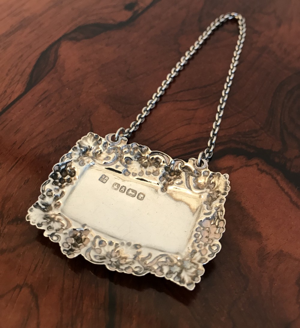 Victorian Silver Whiskey Label View IV