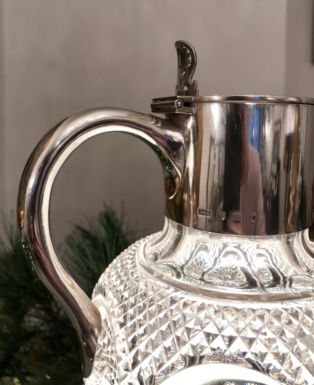 Victorian Silver & Cut Glass Claret Jug, Edinburgh 1898 View II