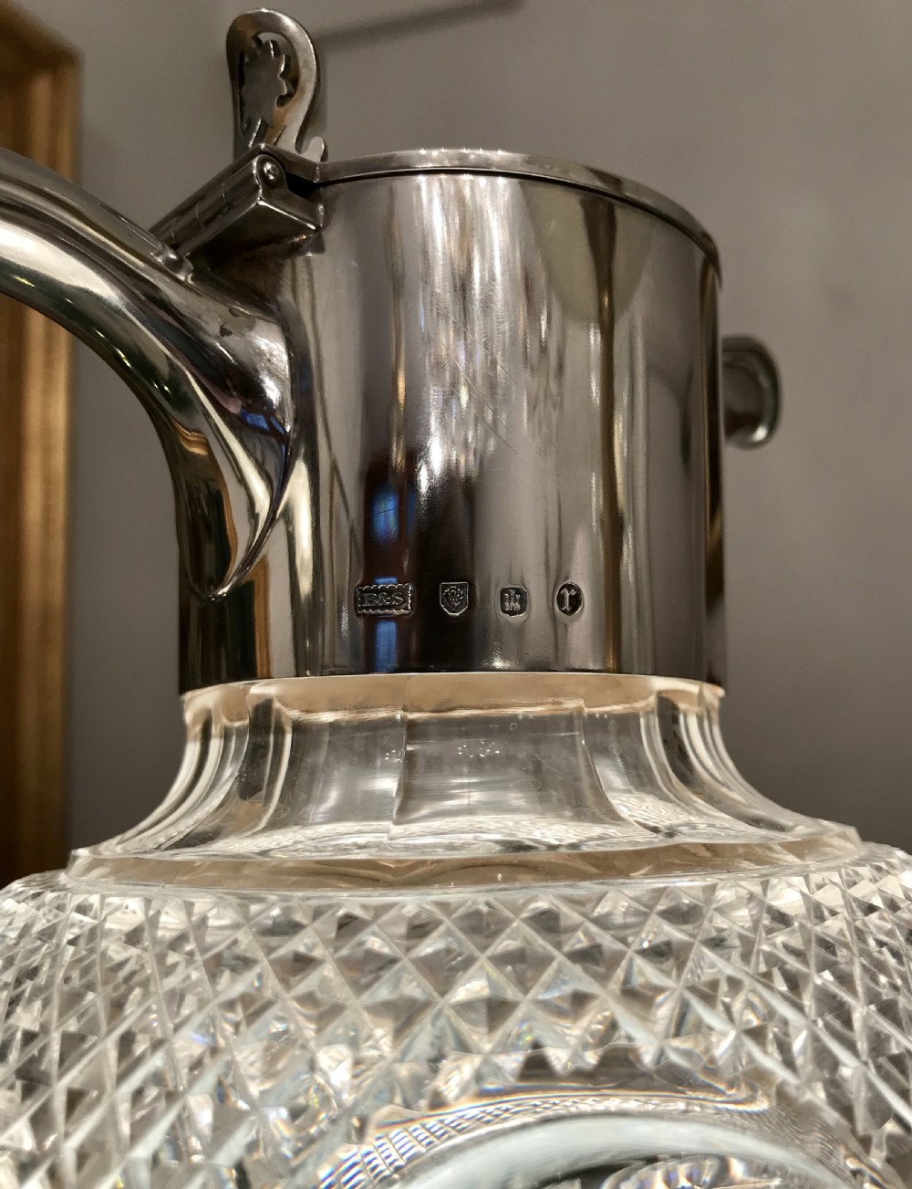 Victorian Silver & Cut Glass Claret Jug, Edinburgh 1898 View V