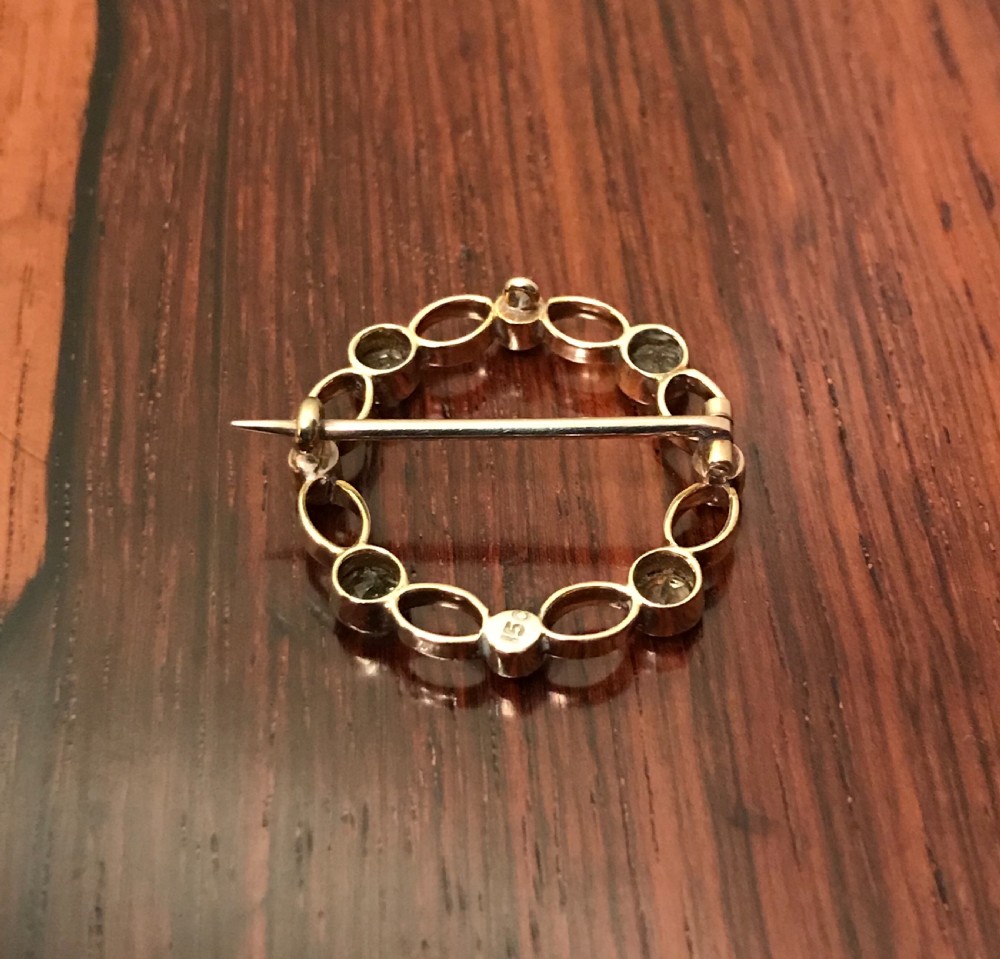Edwardian 15ct Peridot & Pearl Brooch  View III