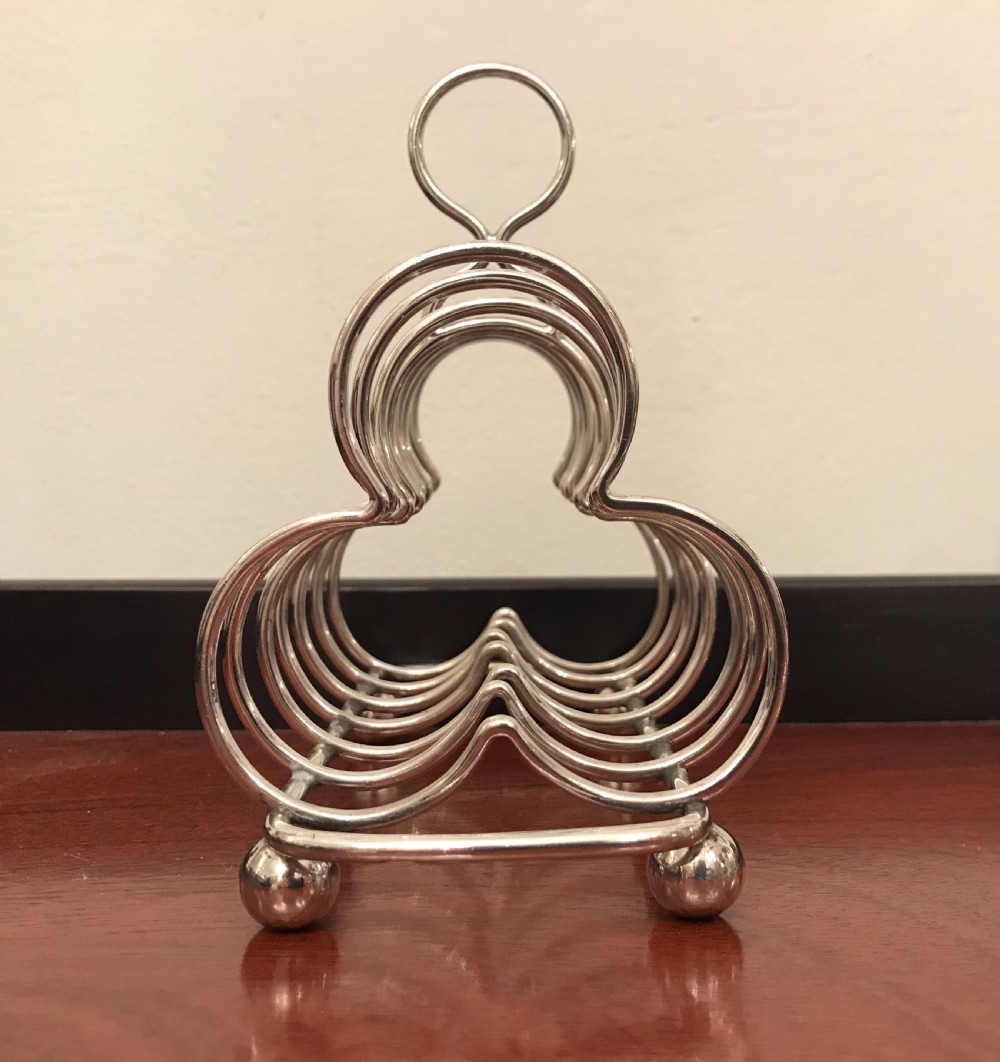 Rare Victorian Silver Clover Toast Rack by Hukin & Heath