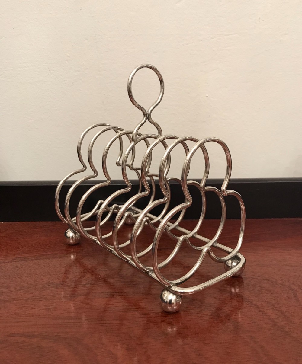 Rare Victorian Silver Clover Toast Rack by Hukin & Heath View IX