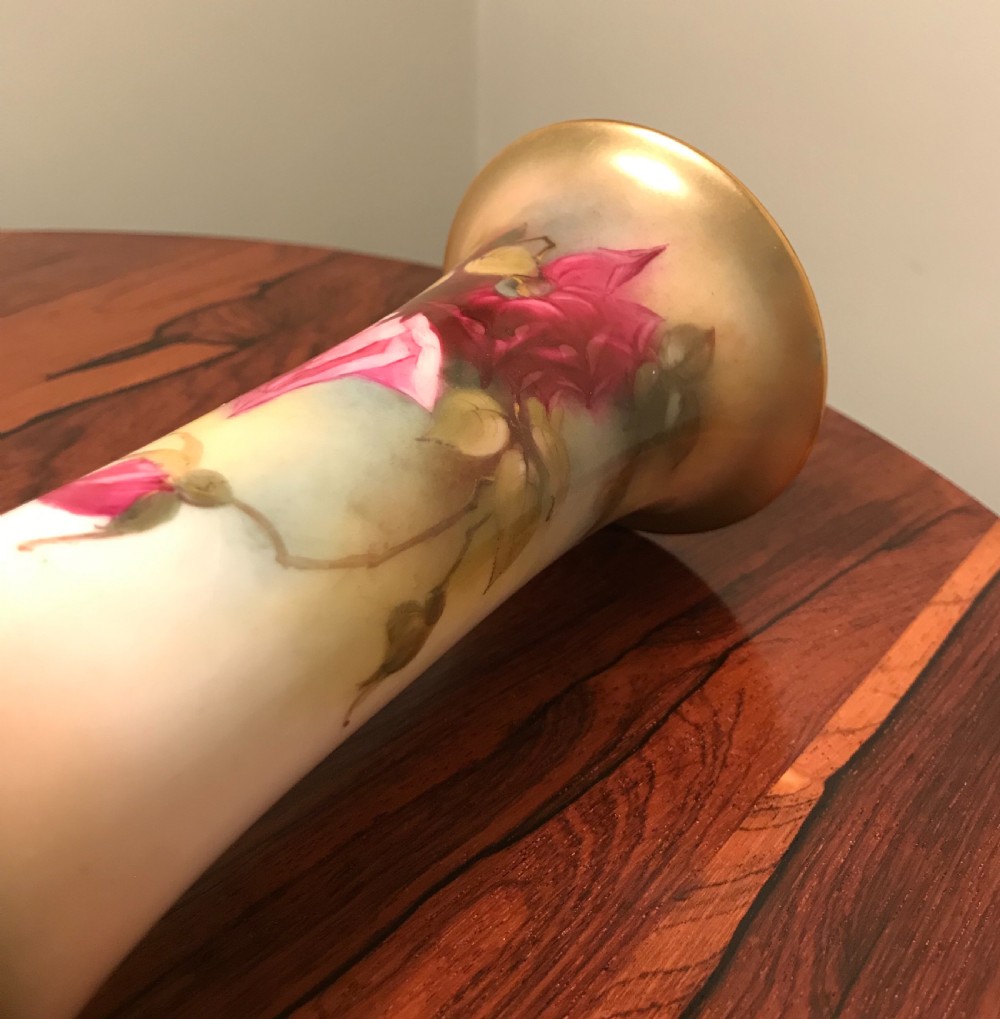 Royal Worcester Hand Painted Trumpet Vase View V