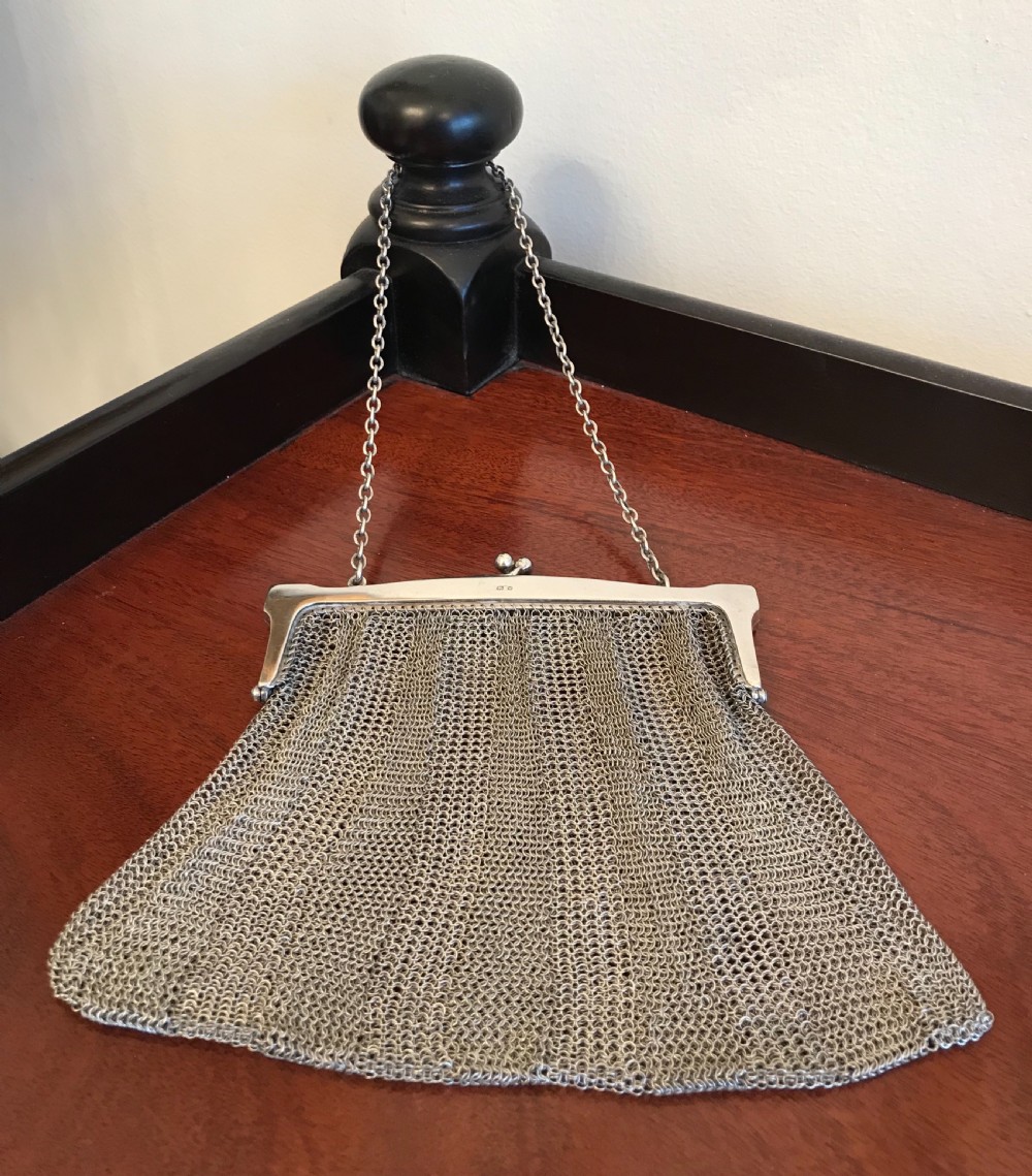 Quality George V Silver Chain Mail Evening Bag Purse View VIII