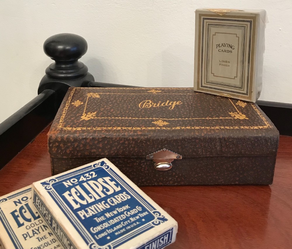 George V Silver Mounted Bridge Box & Cards View IX