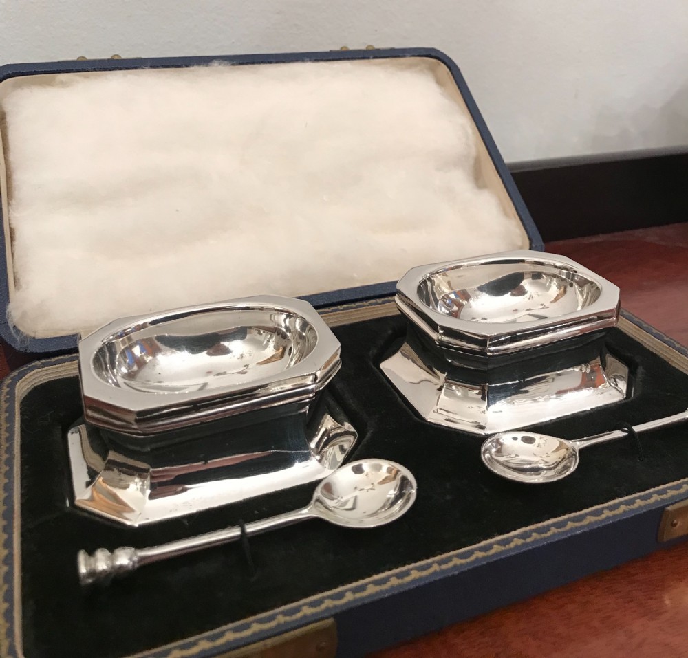 Quality Pair of Georgian Style Trencher Salts, Chester  View IV