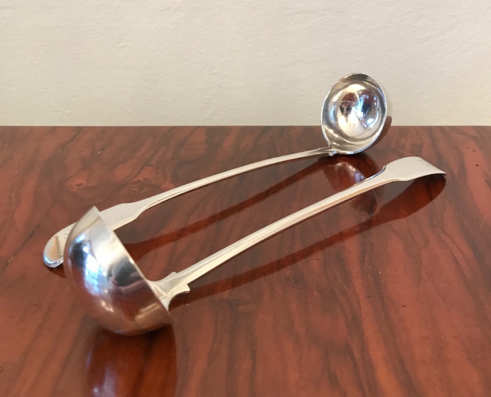 Pair Georgian Scottish Silver Toddy Ladles