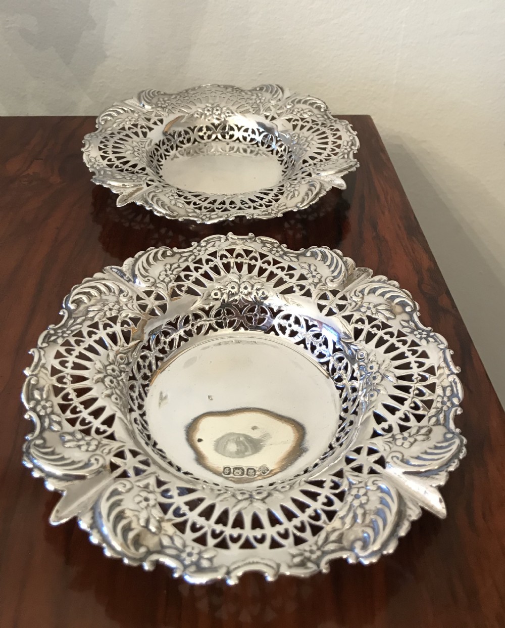 Pair Victorian Silver Bon Bon Dishes View II