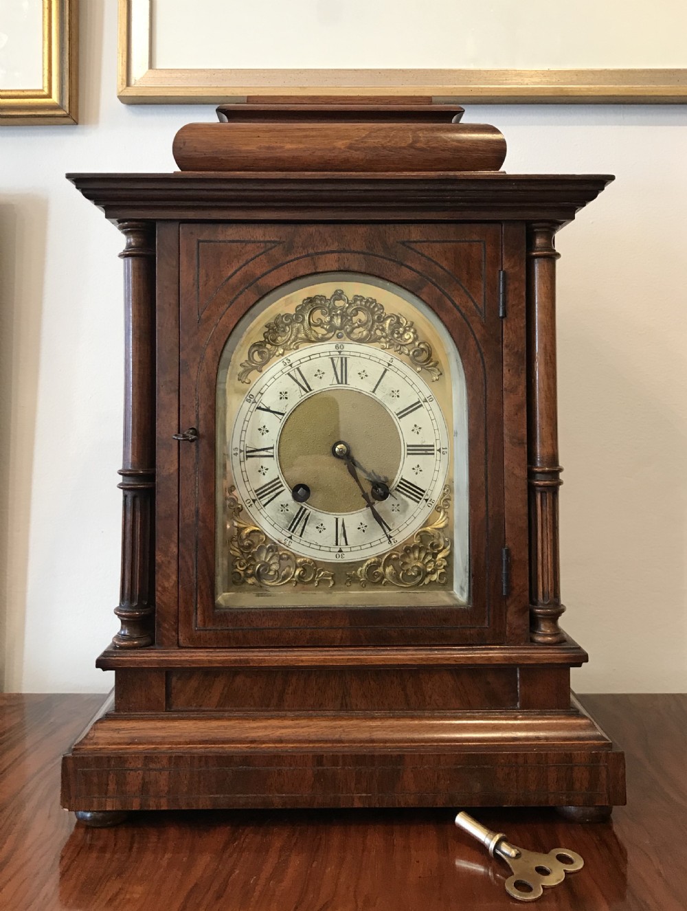 Edwardian Walnut Bracket Clock by Lenzkirch 