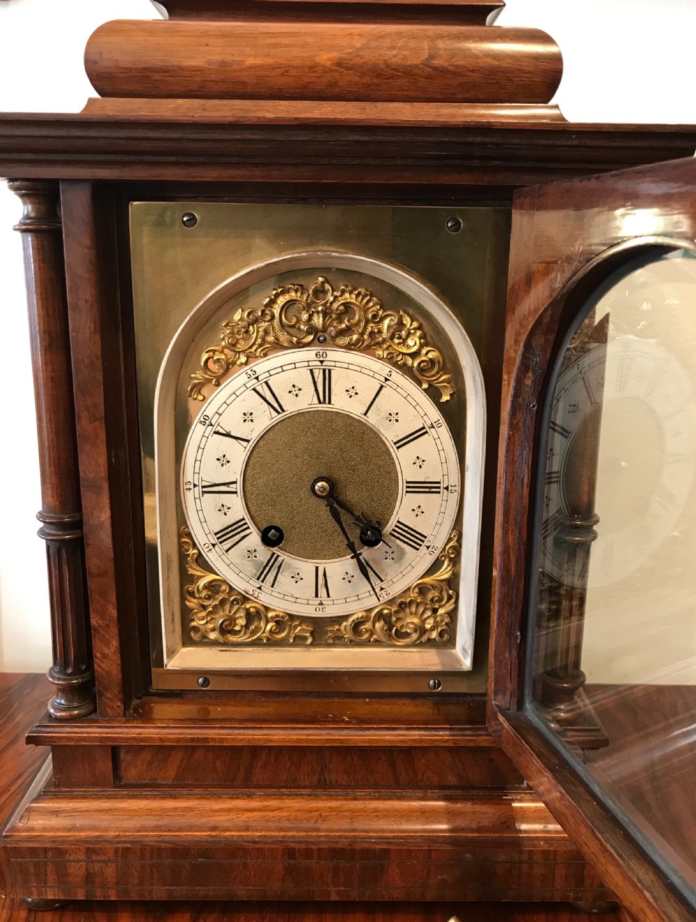 Edwardian Walnut Bracket Clock by Lenzkirch  View V