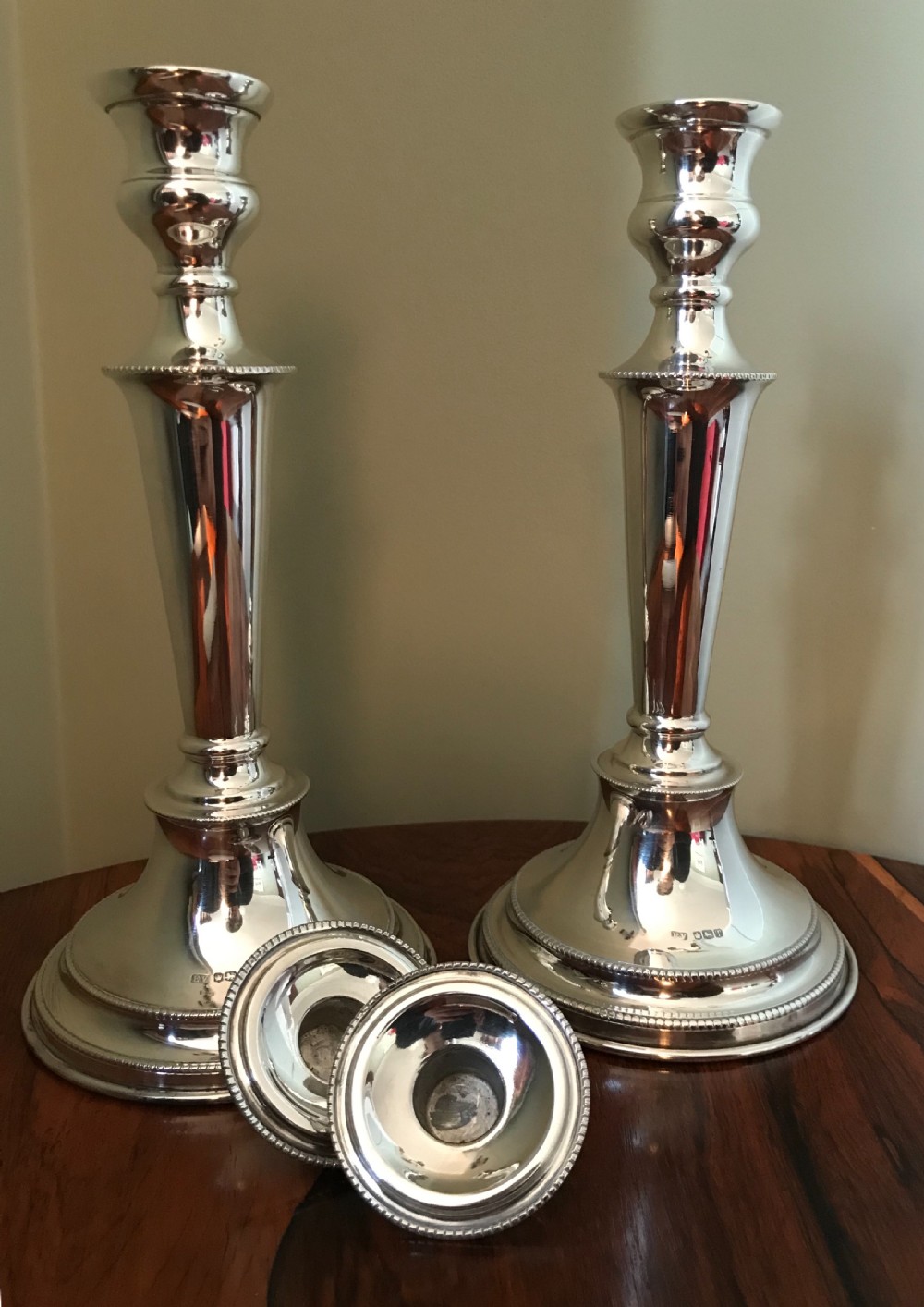 Good Pair Solid Silver Candlesticks by E Viner View IV