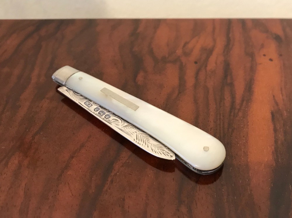 Victorian Silver & Mother of Pearl Fruit Knife View II