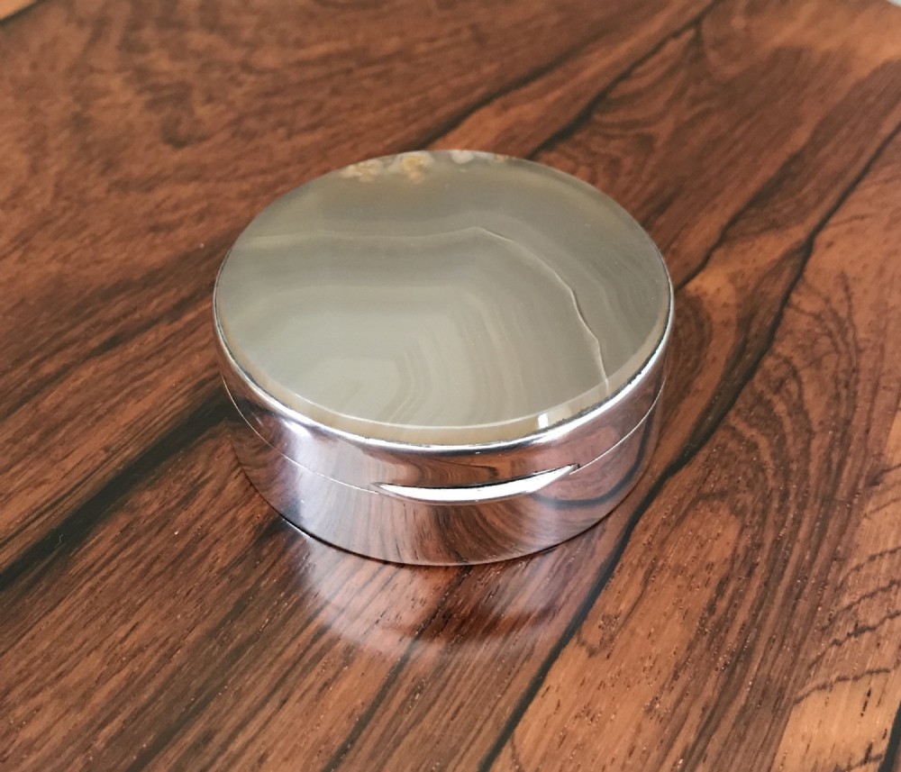 Quality Agate & Silver Snuff Box, Deakin & Francis 