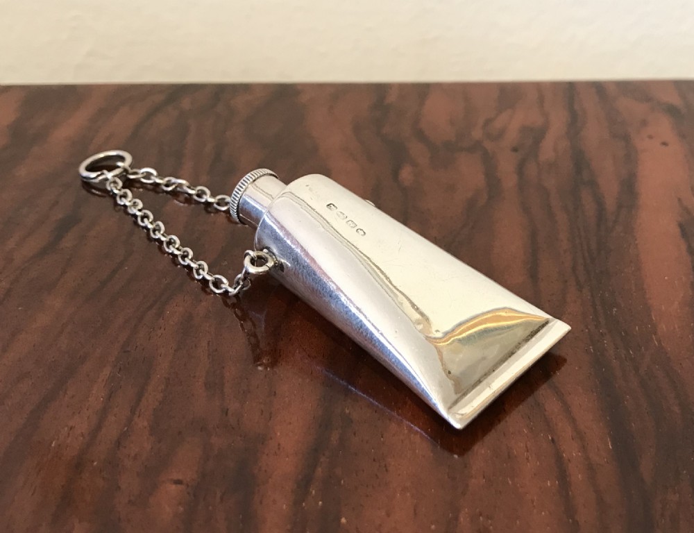 Rare Solid Silver Paint Tube Scent Bottle, Chester 1888
