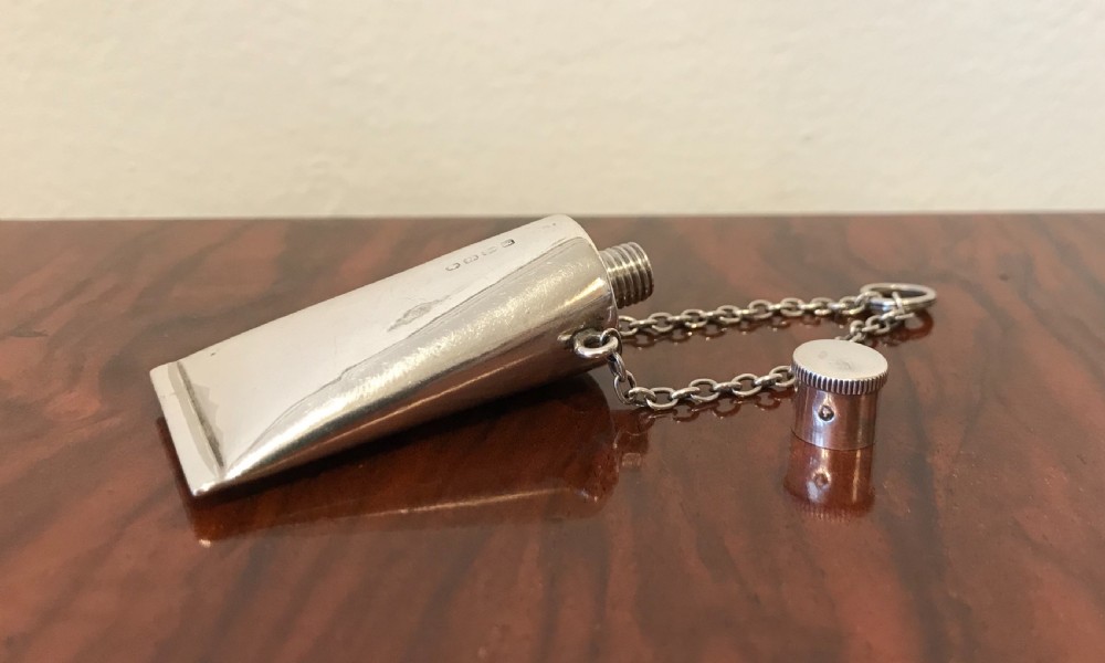 Rare Solid Silver Paint Tube Scent Bottle, Chester 1888 View IV