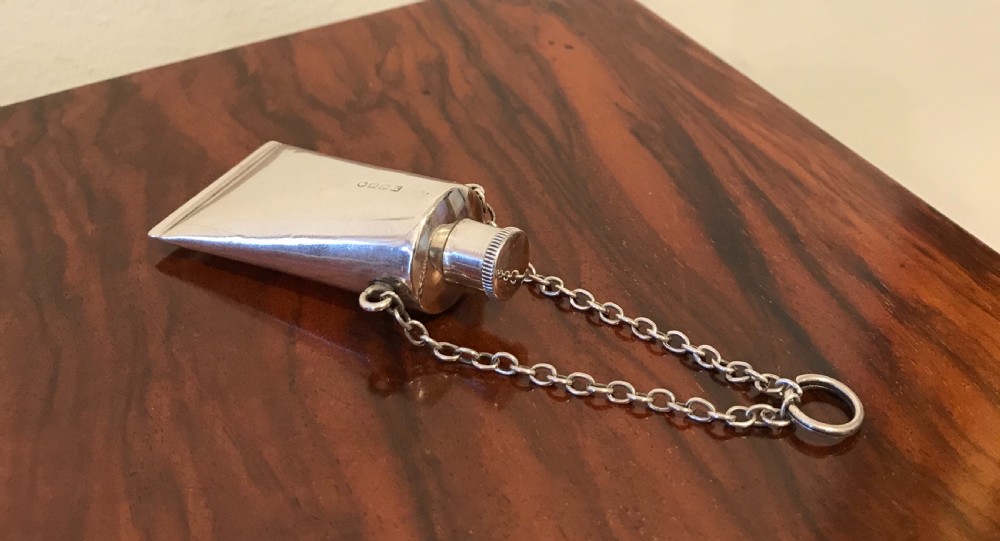 Rare Solid Silver Paint Tube Scent Bottle, Chester 1888 View VI
