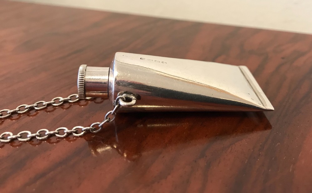Rare Solid Silver Paint Tube Scent Bottle, Chester 1888 View VIII