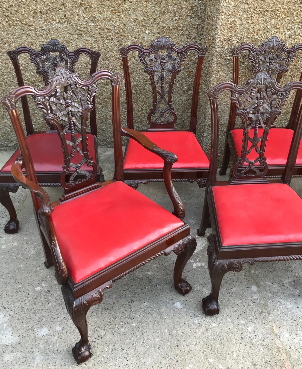 Set of Eight Edwardian Chippendale Style Dining Chairs  View III