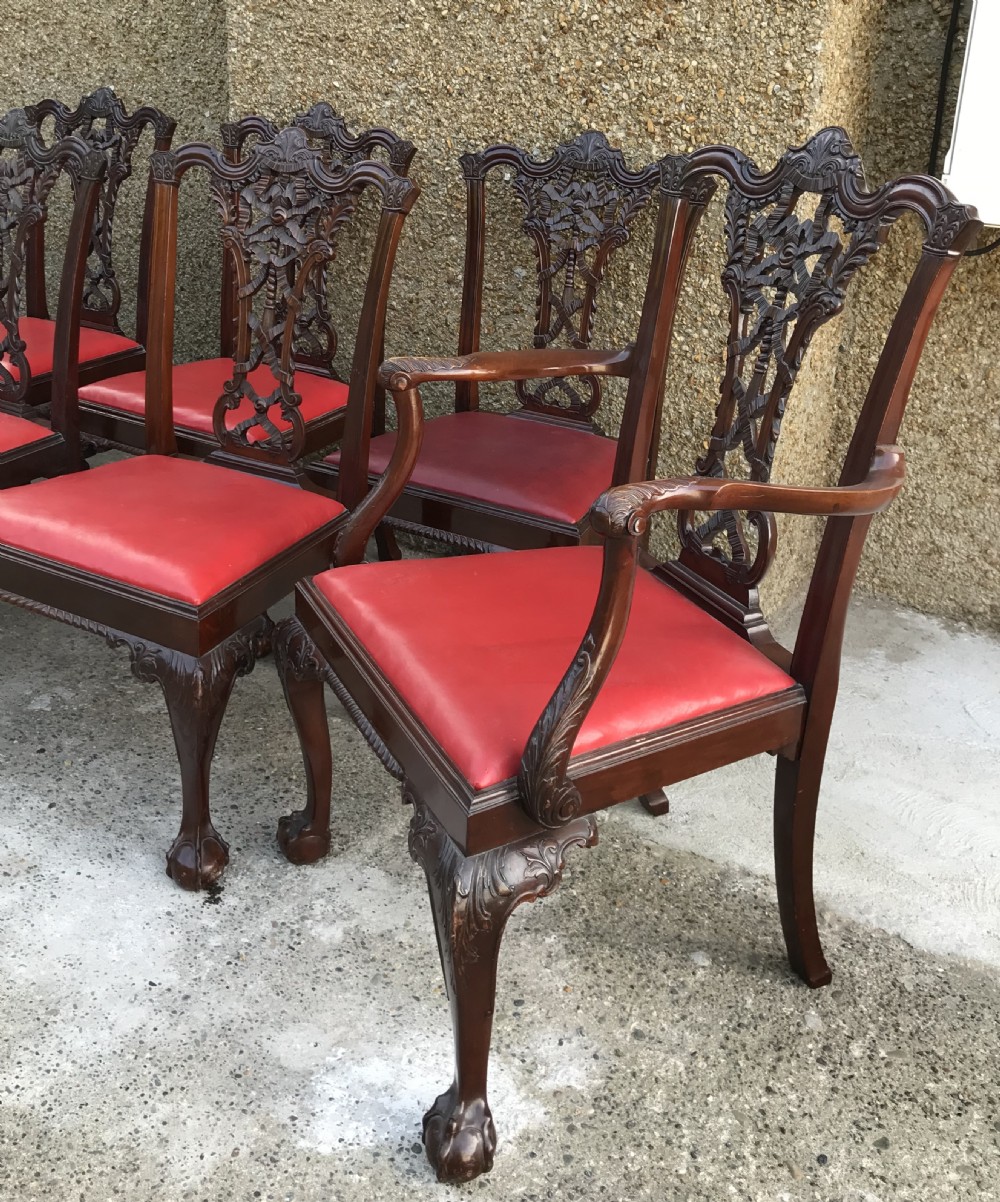 Set of Eight Edwardian Chippendale Style Dining Chairs  View IV