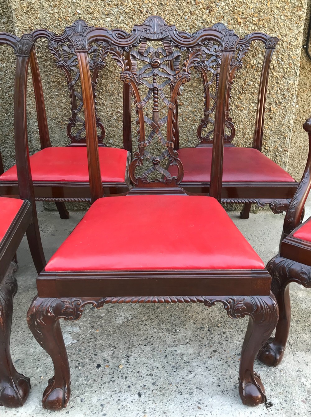 Set of Eight Edwardian Chippendale Style Dining Chairs  View VI