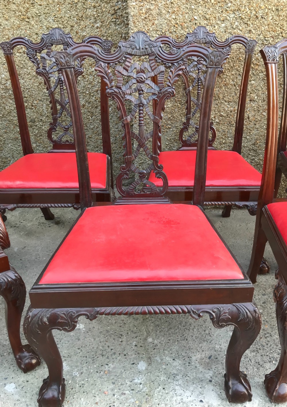 Set of Eight Edwardian Chippendale Style Dining Chairs  View VII