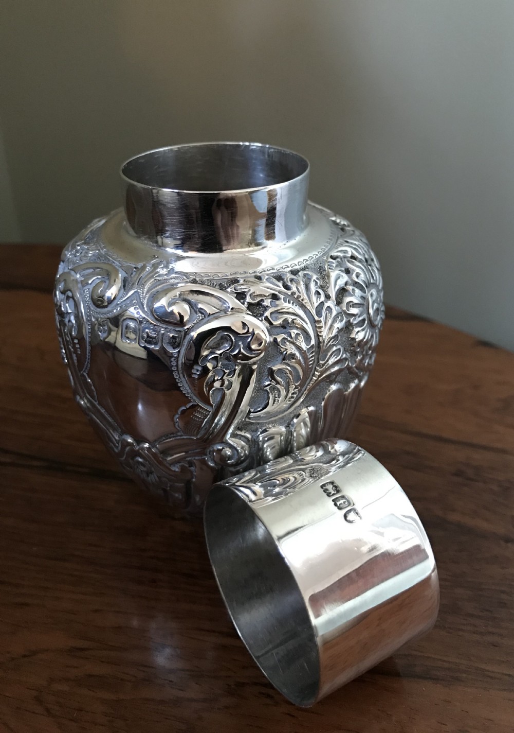 Beautiful Edwardian Silver Tea Caddy View IV