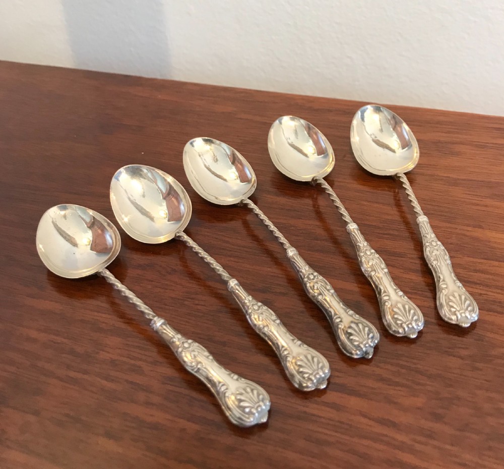 Charming Set of Five Victorian Silver Tea Spoons View III